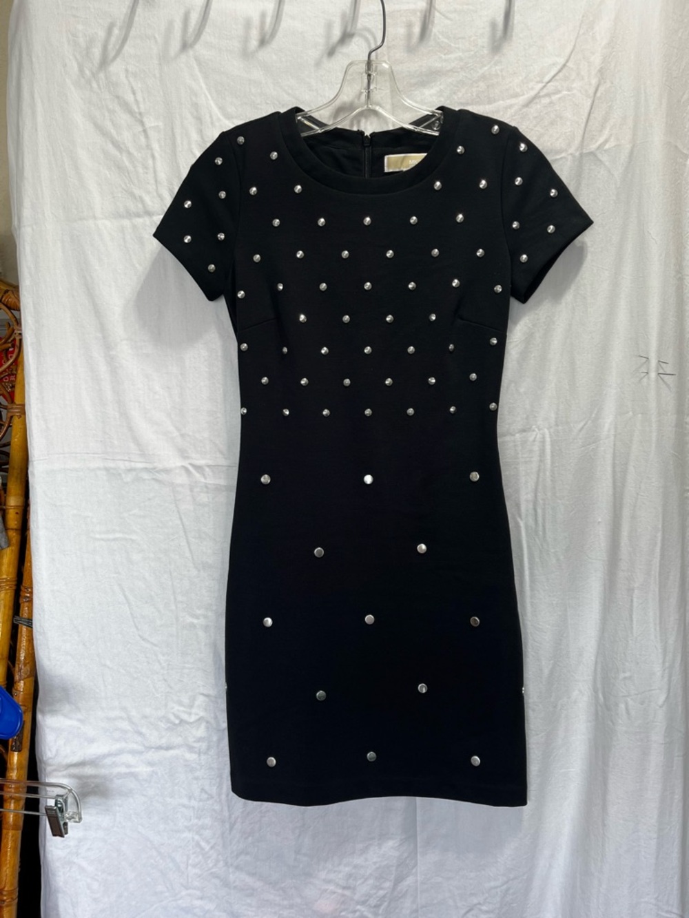Michael Kors Black Short Sleeve Studded Mini Dress